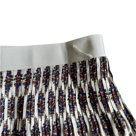 MADEWELL Cream Pink Floral Pleated Midi Skirt Women's Size 10 Preppy Colorful - Picture 4 of 9